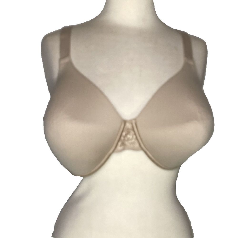 Vanity Fair Women Size 42D Beige Bra Smooth T-Shirt Underwire Adjustable Strap